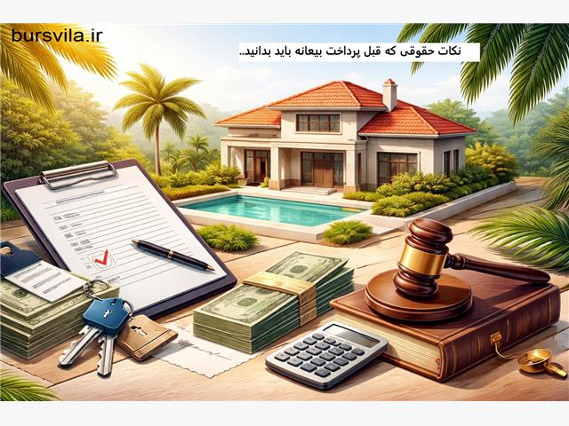 نکات حقوقی مهم قبل از پرداخت بیعانه ویلا